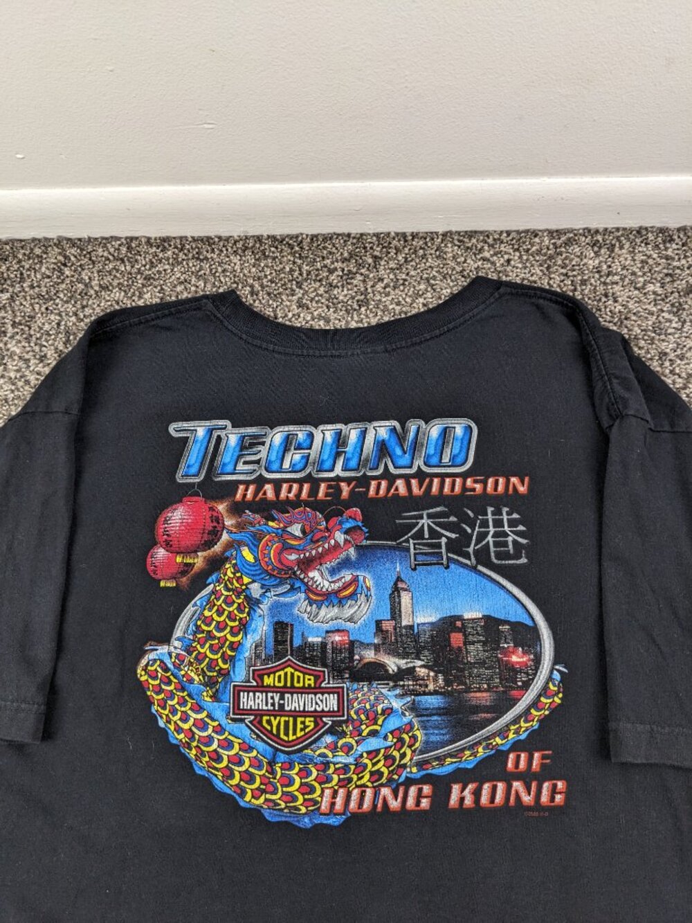 Vintage 2006 Harley Davidson Shirt Techno Hong Kong Two Sided Mens 2XL USA Made